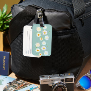 Simple Daisy Flowers Floral Pattern trendy Girly Luggage Tag