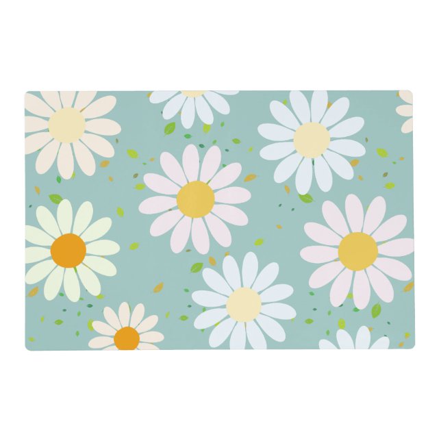 Simple Daisy Flowers Floral Pattern trendy Girly  Placemat (Front)