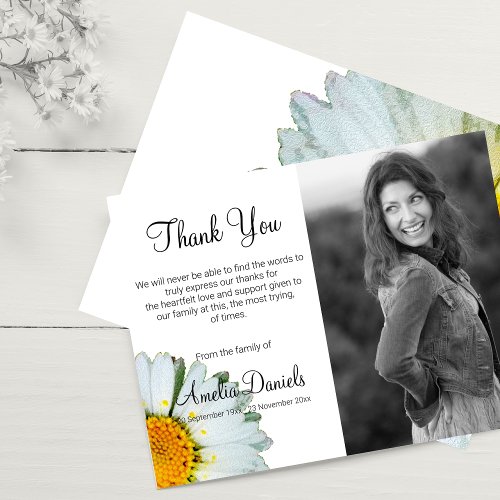 Simple Daisy Funeral Thank You Cards