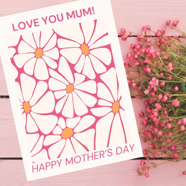 simple daisy mothers day love you mom modern thank you card (Creator Uploaded)