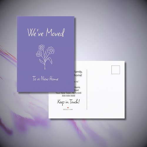 Simple Daisy Weve Moved Lavender Purple Announcement Postcard