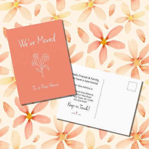 Simple Daisy Weve Moved New Home Peach Announcement Postcard