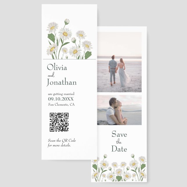 Simple Daisy Wild Garden Save the Date Card Bookmarks (Front & Back)