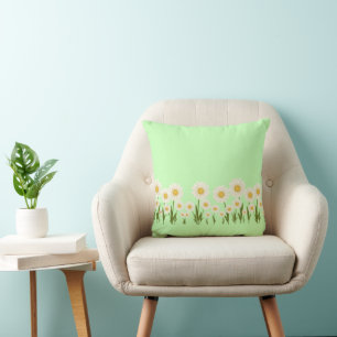Simple daisy wildflowers bouquet floral wedding throw pillow
