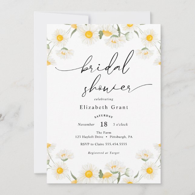 Simple Daisy Wreath Bridal Shower Invitation (Front)