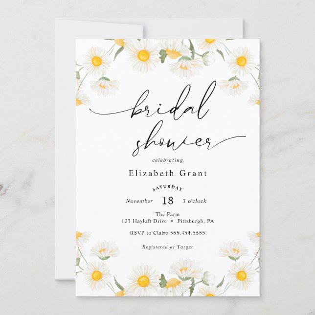 Simple Daisy Wreath Bridal Shower Invitation (Front)