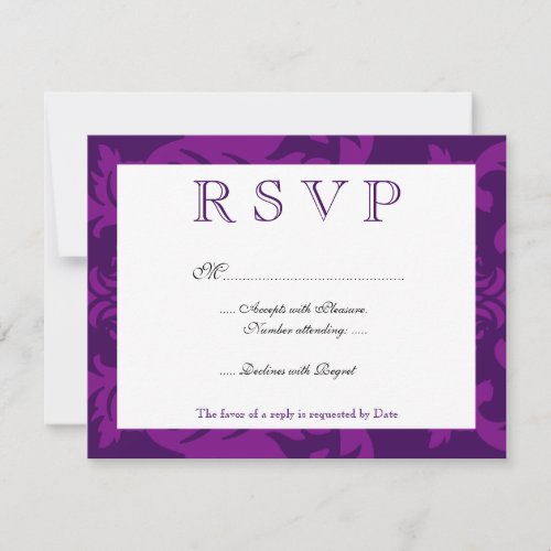 Simple Damask Aubergine RSVP