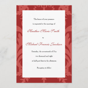 Simple Damask Cranberry Wedding Invitation