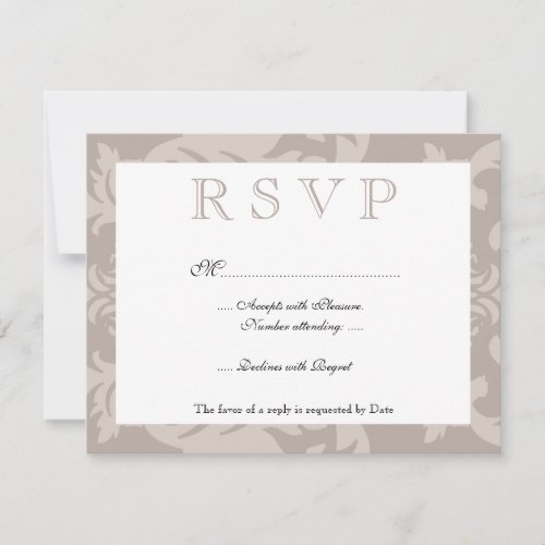 Simple Damask Taupe RSVP