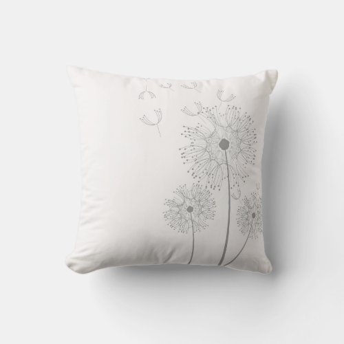 Simple Dandelion Seeds Blowing Throw Pillow