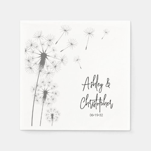 Simple Dandelion Wedding Party Napkins