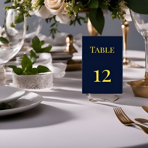 Simple Dark Blue and Gold Table Numbers _ Elegant 