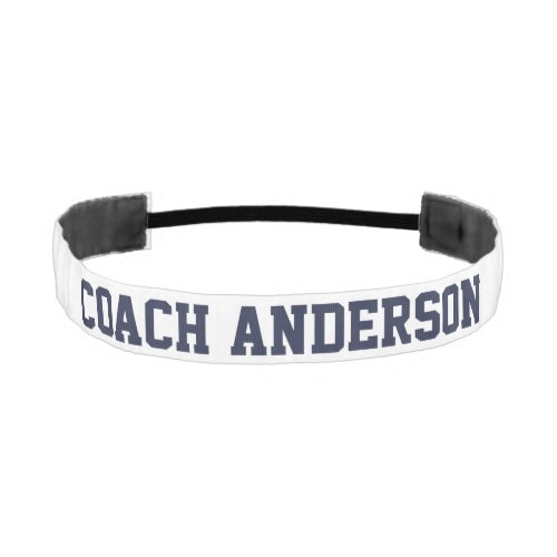 Simple Dark Blue and White Coach Name Template Athletic Headband