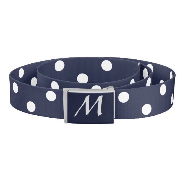 Simple Dark Blue and White Polka Dot with Monogram Belt (Coil)