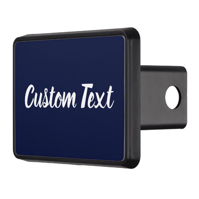 Simple Dark Blue and White Script Text Template Hitch Cover (Left)