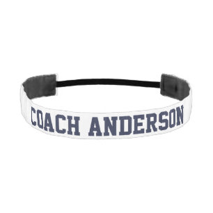 Simple Dark Blue and White Sports Coach's Name Athletic Headband