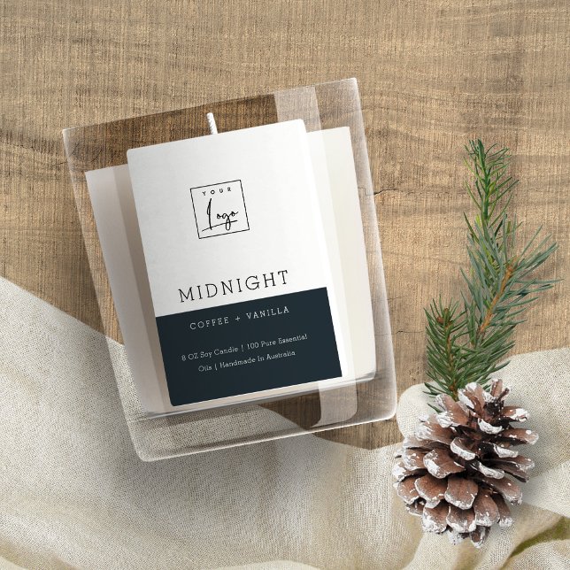 SIMPLE DARK BLUE BLACK WHITE LOGO MODERN CANDLE FOOD LABEL (Creator Uploaded)