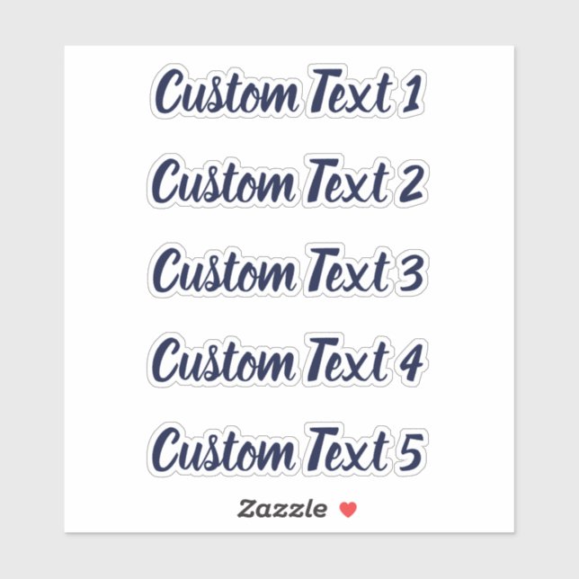 Simple Dark Blue Cursive Script 5 Lines of Text Sticker (Sheet)