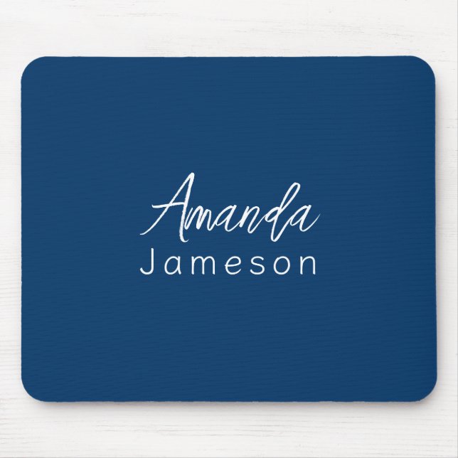 Simple Dark Blue Monogram Mouse Pad (Front)