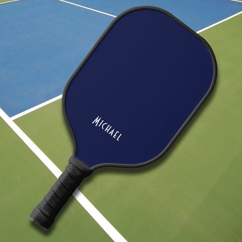 Simple Dark Blue Monogram Name Pickleball Paddle