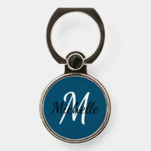 Simple Dark Blue Monogrammed