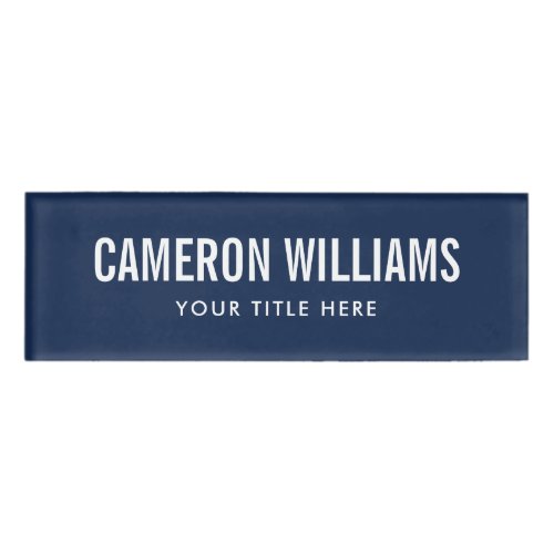 Simple dark blue professional magnetic name tags