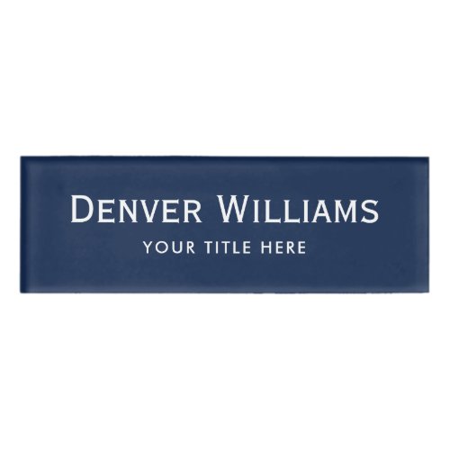 Simple dark blue professional magnetic name tags