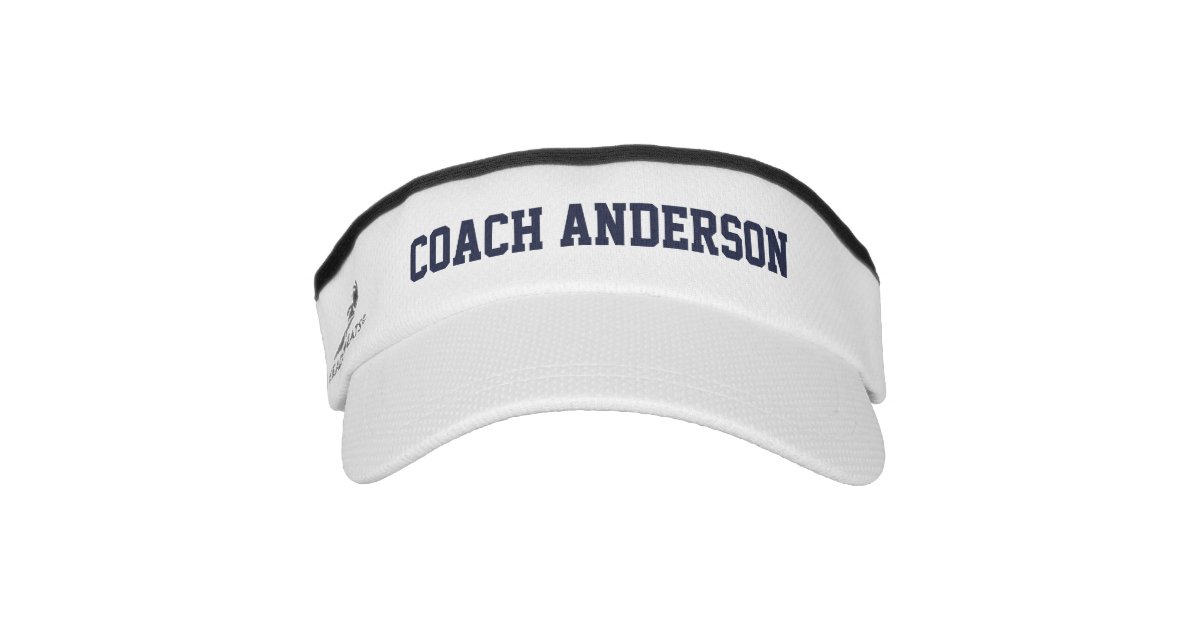 Simple Dark Blue Text Template for Sports Coach Visor Zazzle