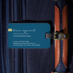 Simple Dark-Blue Traveler Info Luggage Tag