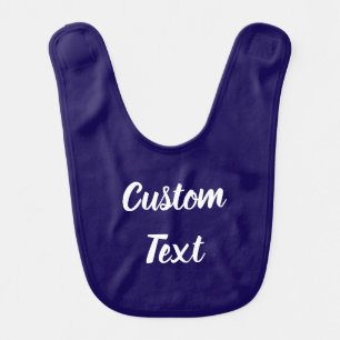Simple Dark Blue White Script Custom Text for Boys Baby Bib