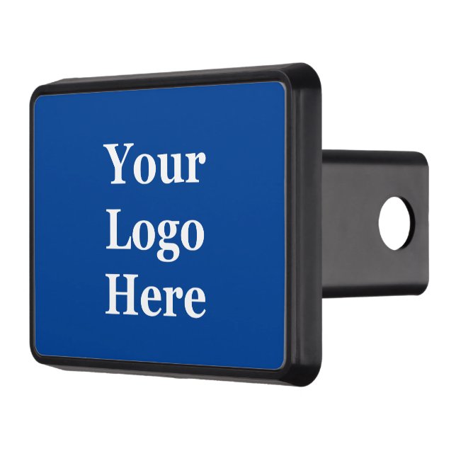 Simple Dark Blue Your Logo Here Template Hitch Cover (Left)