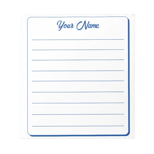 Simple Dark Blue Your Name Lined Notepad (Front)