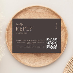 Simple Dark Brown Modern Chic Wedding RSVP Card