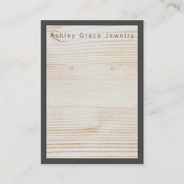 Simple Dark Brown Wood Earring Display Card (Front)