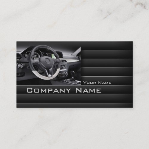 Simple Dark Car Interior Panel Business Card