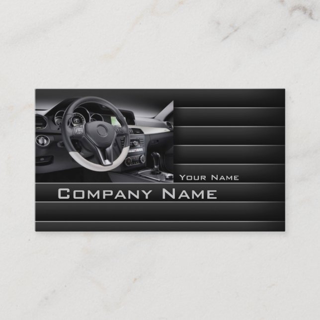 Simple Dark Car Interior Panel Business Card (Front)