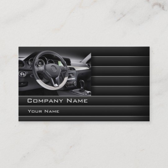 Simple Dark Car Interior Panel Business Card