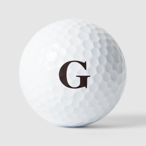 Simple Dark Chocolate Brown Monogram Golf Balls