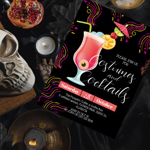 Simple dark Costumes & Cocktail Halloween Party Invitation