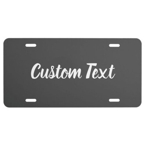 Simple Dark Gray and White Script Text Template License Plate