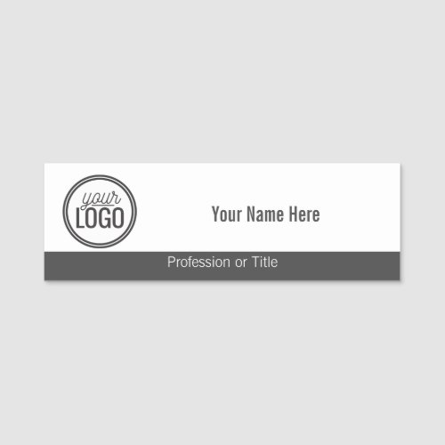 Simple Dark Gray Band with Your Logo Professional Name Tag