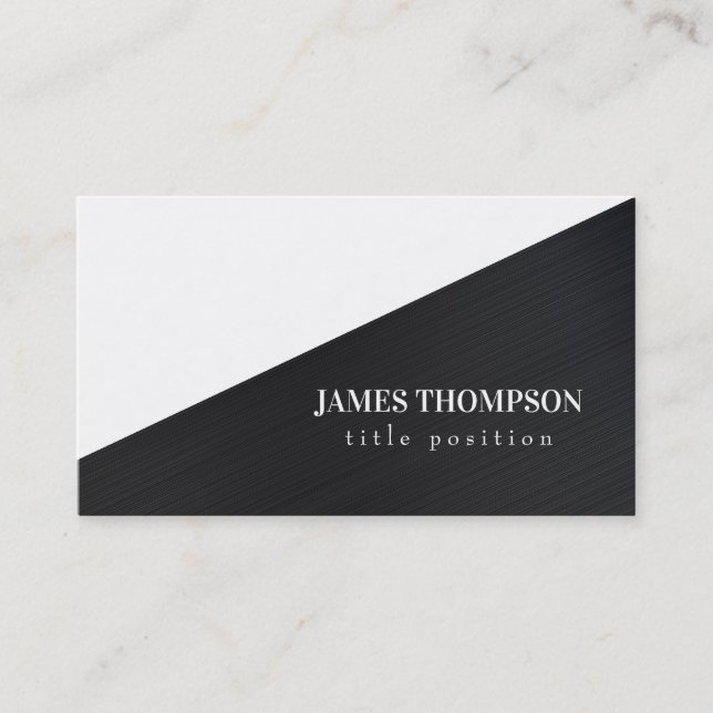 Simple Dark Gray Brushed Metal Business Card (Front)