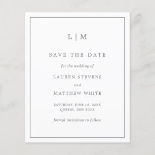 Simple Dark Gray Budget Wedding Save the Date