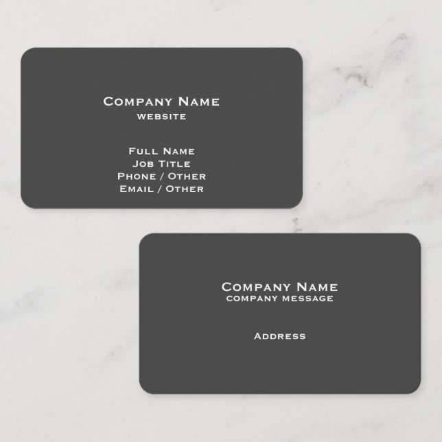 Simple Dark Gray Business Card (Front/Back)