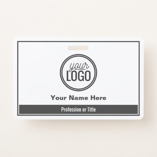 Simple Dark Gray Color Block Professional Name Tag Badge