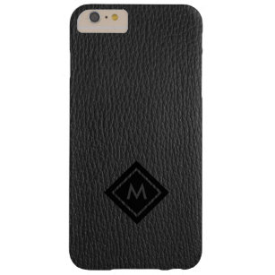 Simple Dark-Gray Faux Leather Print Barely There iPhone 6 Plus Case