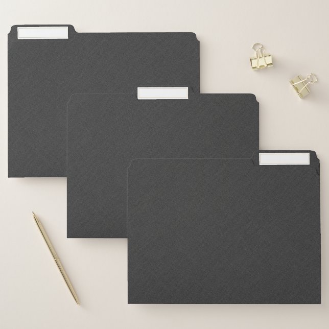 Simple Dark-Gray Faux Linen File Folder (Set)