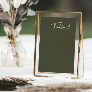 Simple Dark Gray Modern Wedding Table Number
