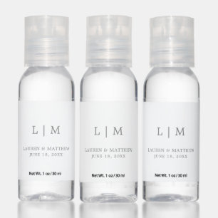 Simple Dark Gray Monogram Elegant Wedding Hand Sanitizer
