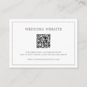 Simple Dark Gray Monogram QR Code Elegant Wedding Enclosure Card
